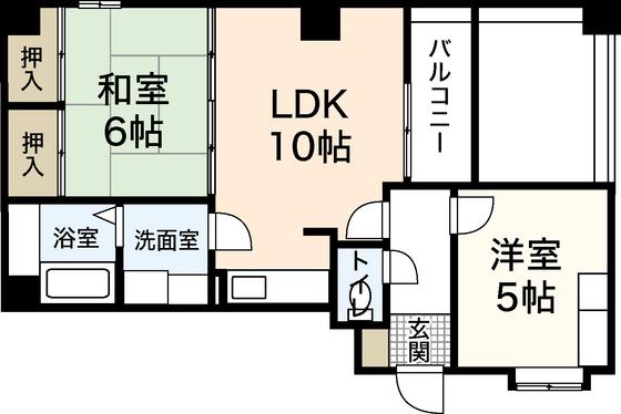 ビラ・シャレル(2LDK/5階)の間取り写真
