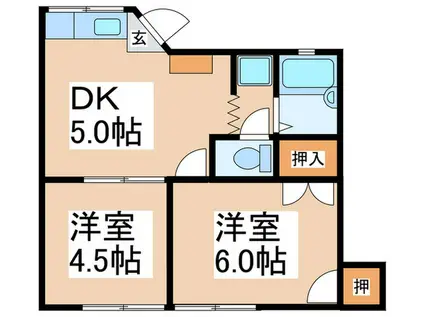 レジデンス数沢(2DK/1階)の間取り写真