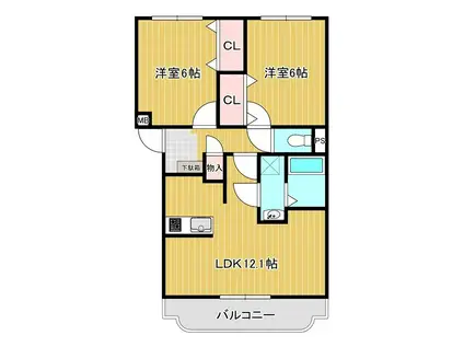 ラ・エトワールI(2LDK/3階)の間取り写真