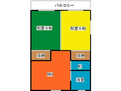 クラソカタリーナB棟(2DK/1階)の間取り写真