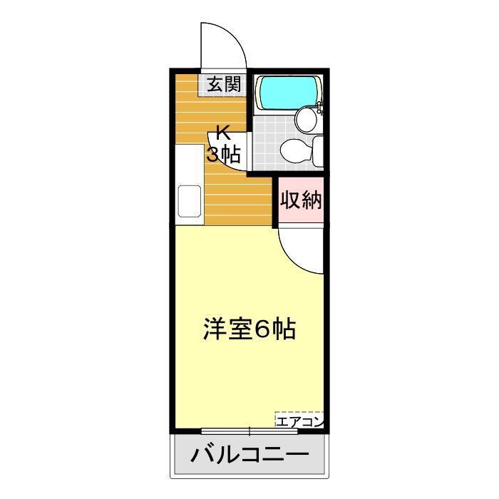ニュープラム(1K/2階)の間取り写真