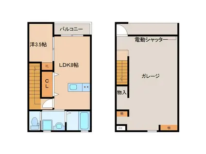 ガレッジハウスMIRAI(1LDK/2階)の間取り写真