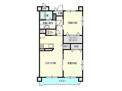 ハッピーフライト(2LDK/2階)の間取り写真