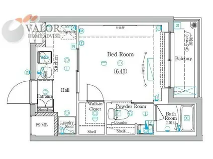 PORT PARK SIDE 元町(1K/5階)の間取り写真