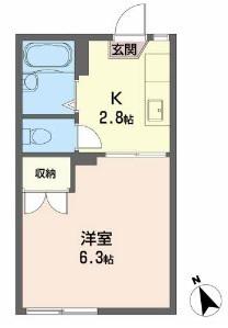 ガーデンハイツ関山(1K/2階)の間取り写真
