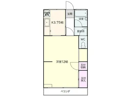伊藤ハイツ(1K/2階)の間取り写真