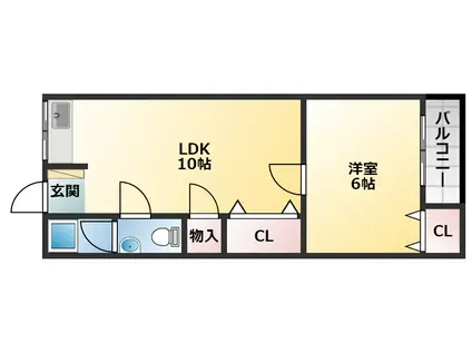 マンション田井城(1LDK/2階)の間取り写真