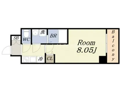 JJ RESIDENCE NISHIKUJO(1K/2階)の間取り写真