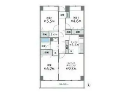 目黒本町マンション(3LDK/4階)の間取り写真