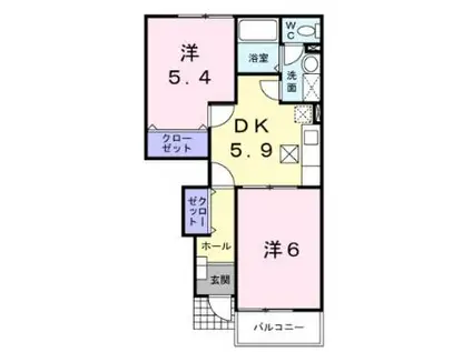 オアゾ芦水館A(2DK/1階)の間取り写真