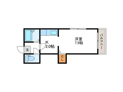 メゾンにれの樹(1K/4階)の間取り写真