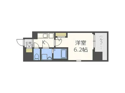 エスリード本町靱公園レジデンス(1K/4階)の間取り写真