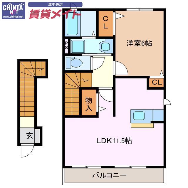 パークサイド花水木(1LDK/2階)の間取り写真