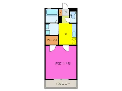 SUN・CLAIR(1K/2階)の間取り写真