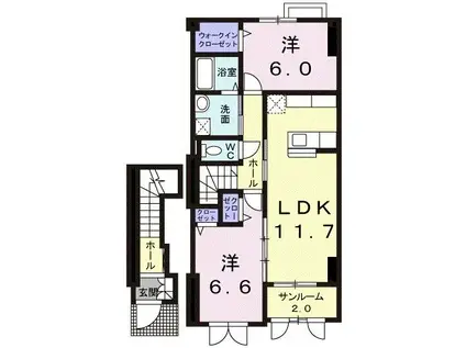 プードルハウスC(2LDK/2階)の間取り写真