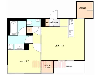 SHAMAISON GARDENS 旭が丘II(1LDK/1階)の間取り写真