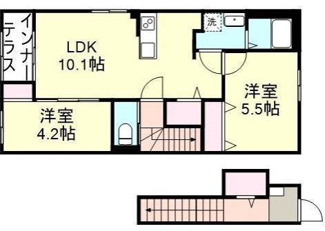 メゾン・ド・コローレ(2LDK/2階)の間取り写真