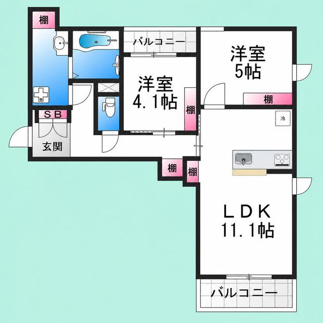 メゾン紬(2LDK/2階)の間取り写真