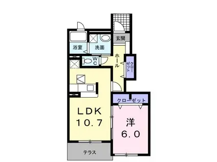 バンバハウスB(1LDK/1階)の間取り写真