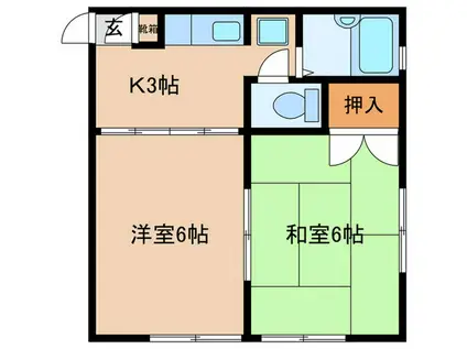 光ハイツ(2K/1階)の間取り写真