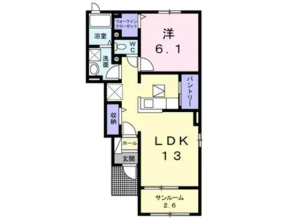 サニースポットIV(1LDK/1階)の間取り写真