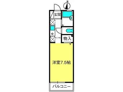 キャッスルI(1K/1階)の間取り写真