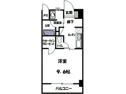 アルファ上杉(1K/4階)の間取り写真