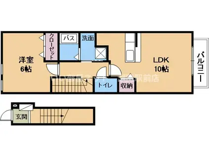 コーポ和広(1LDK/2階)の間取り写真