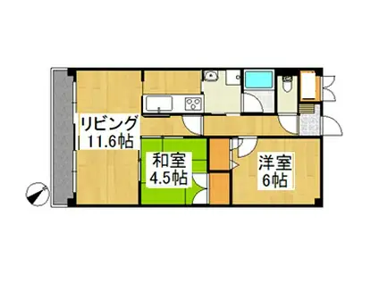 ルネス倉敷(2LDK/3階)の間取り写真