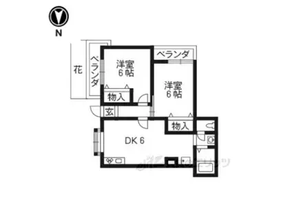 シティーハウス1番館(2DK/3階)の間取り写真