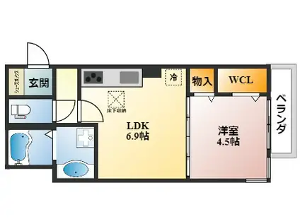 FOUR SEASANS御厨(1LDK/2階)の間取り写真
