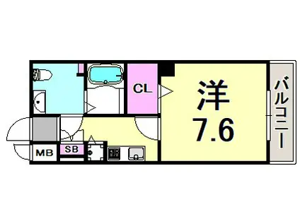 ディナスティ神戸元町通(1K/9階)の間取り写真