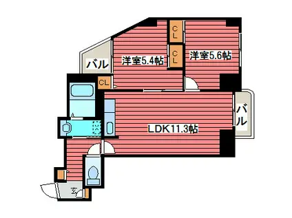 ドリームアヴェニュー広和NO16(2LDK/2階)の間取り写真