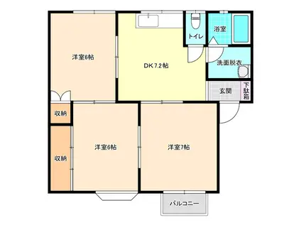 カーサリーガルA(3DK/2階)の間取り写真