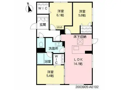 ベルセゾン(3LDK/1階)の間取り写真