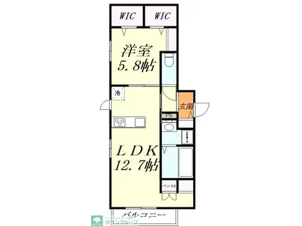 LUCE BRILLANTE(1LDK/1階)の間取り写真