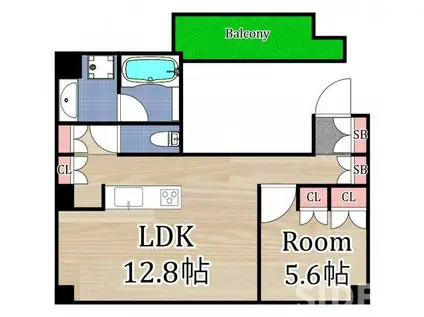 京橋VIEW RESIDENCE(1LDK/5階)の間取り写真