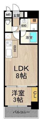 フロンティアタワー九条I(1LDK/9階)の間取り写真