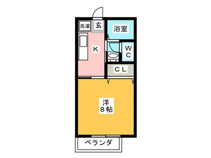 サンパークCERAA棟(1K/1階)の間取り写真