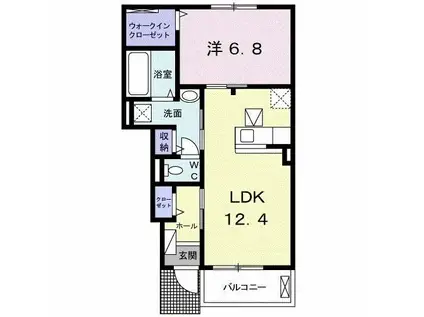 北九州モノレール 徳力嵐山口駅 徒歩14分 2階建 築2年(1LDK/1階)の間取り写真