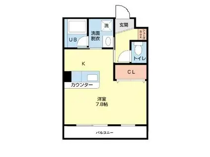 クレアシオン(ワンルーム/4階)の間取り写真