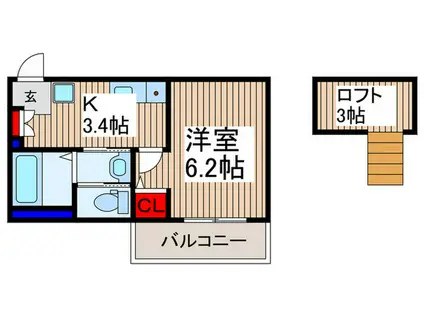 KEIAI RESIDENCE 西所沢II(1K/1階)の間取り写真