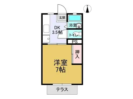 第1永瀬ハイツ(1K/1階)の間取り写真