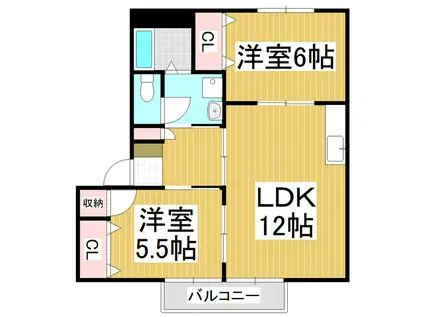 コーポアカネ(2LDK/1階)の間取り写真