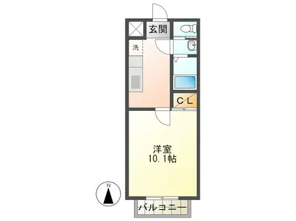 サンフェスタ川島(1K/2階)の間取り写真