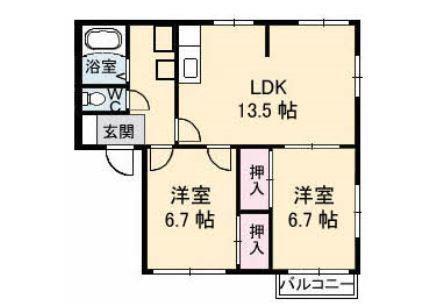 フレグランス石川(2LDK/2階)の間取り写真