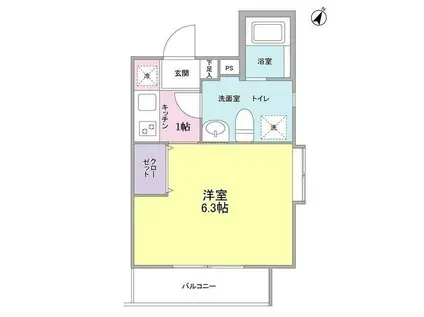 クローバーハイツ西小山 (1K/4階)の間取り写真
