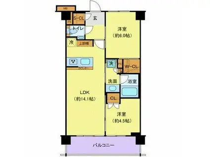 ジェノヴィア赤羽(2LDK/6階)の間取り写真