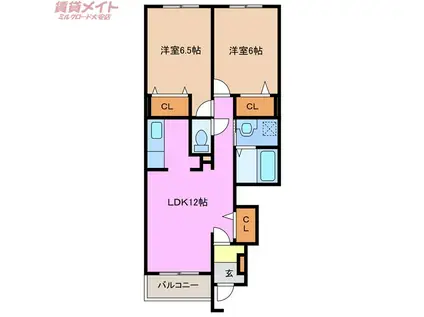 ジェルメ86II(2LDK/1階)の間取り写真