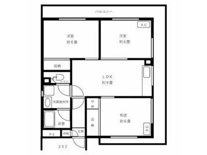 西国山本ビルディング(3LDK/2階)の間取り写真
